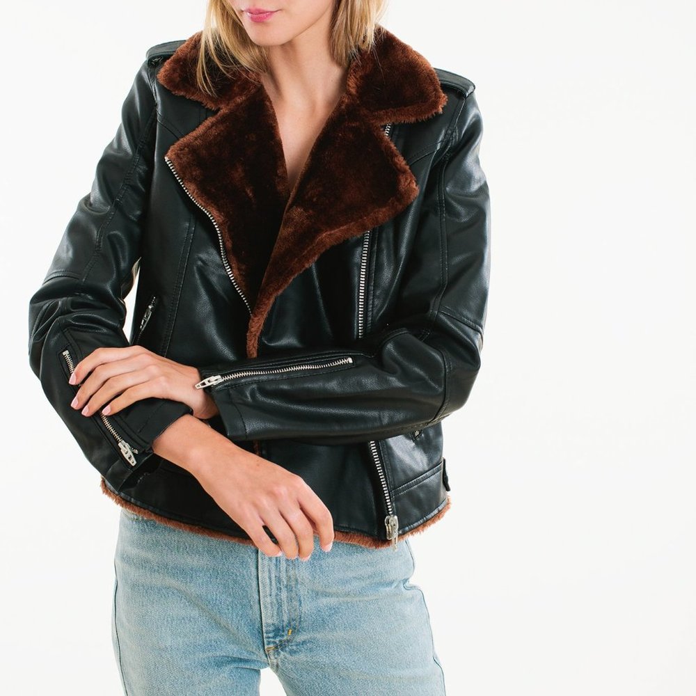 Blank Nyc Dreamers Fur & Faux Leather Moto Jacket - Picture 5 of 16